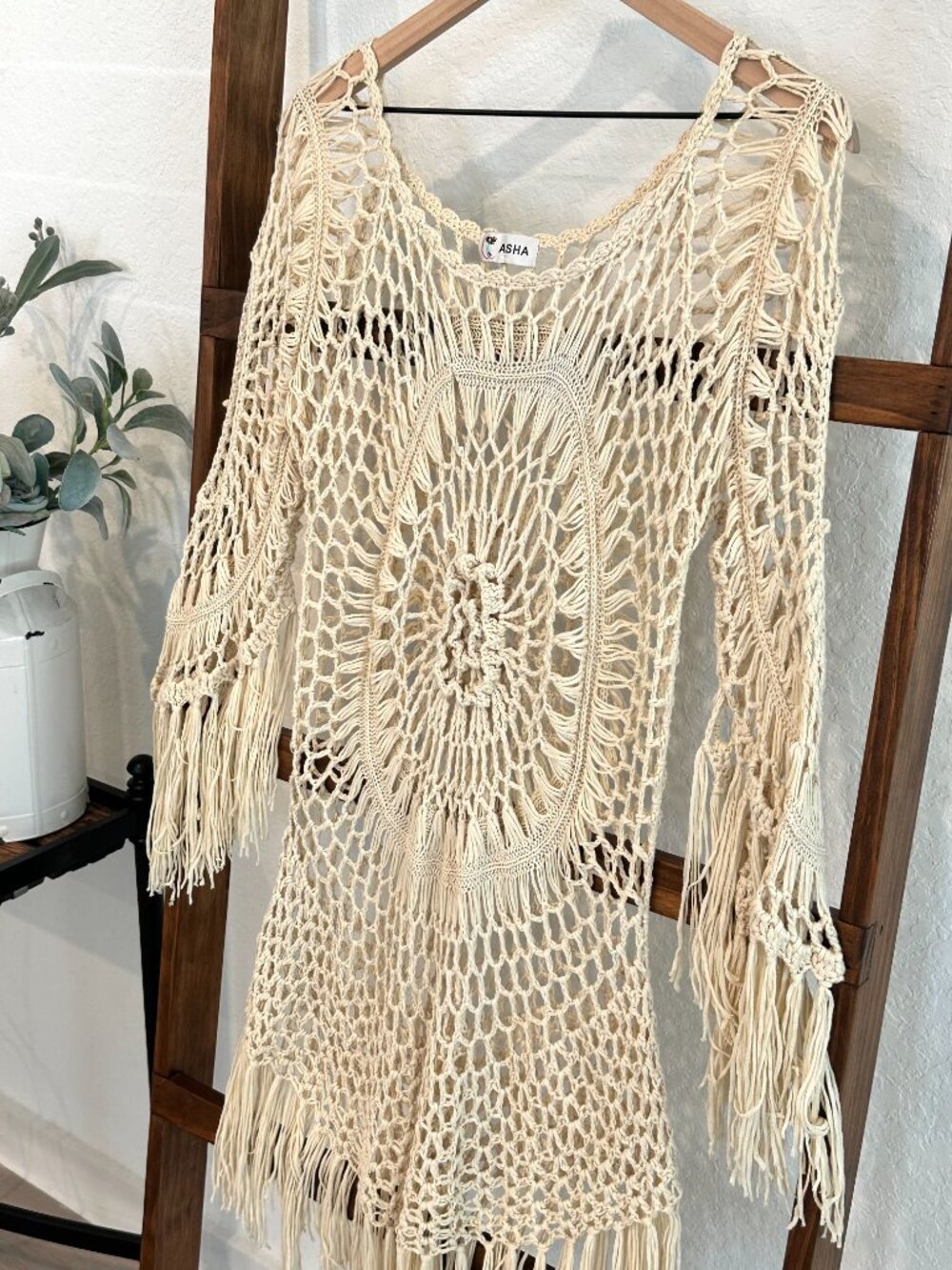 Asha White Crochet Swim Cover Up Dress Women’s Resort Beach Vacation - Picture 6 of 9